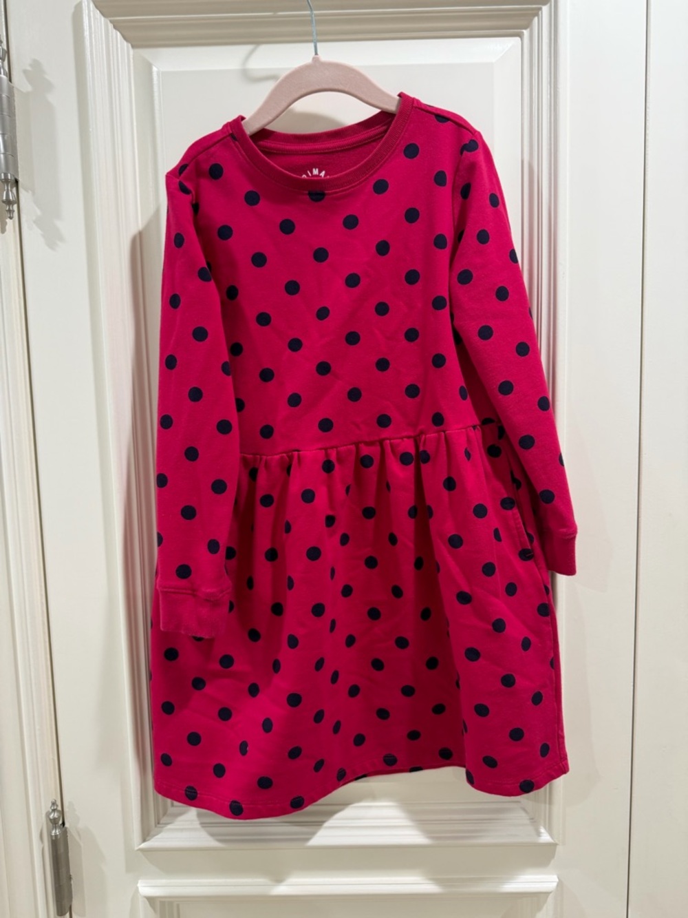 Primary Pink Polka Dot Long-Sleeve Dress